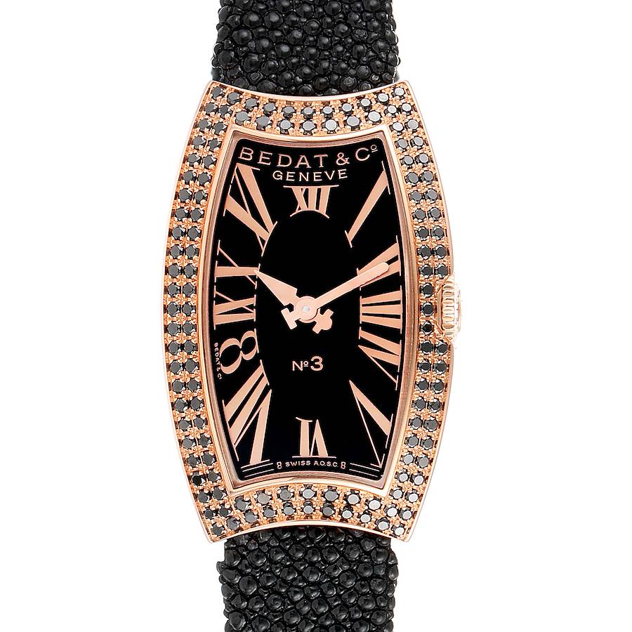 Bedat No. 3 Rose Gold Black Diamonds Stingray Strap Ladies Watch 384.490.305 SwissWatchExpo