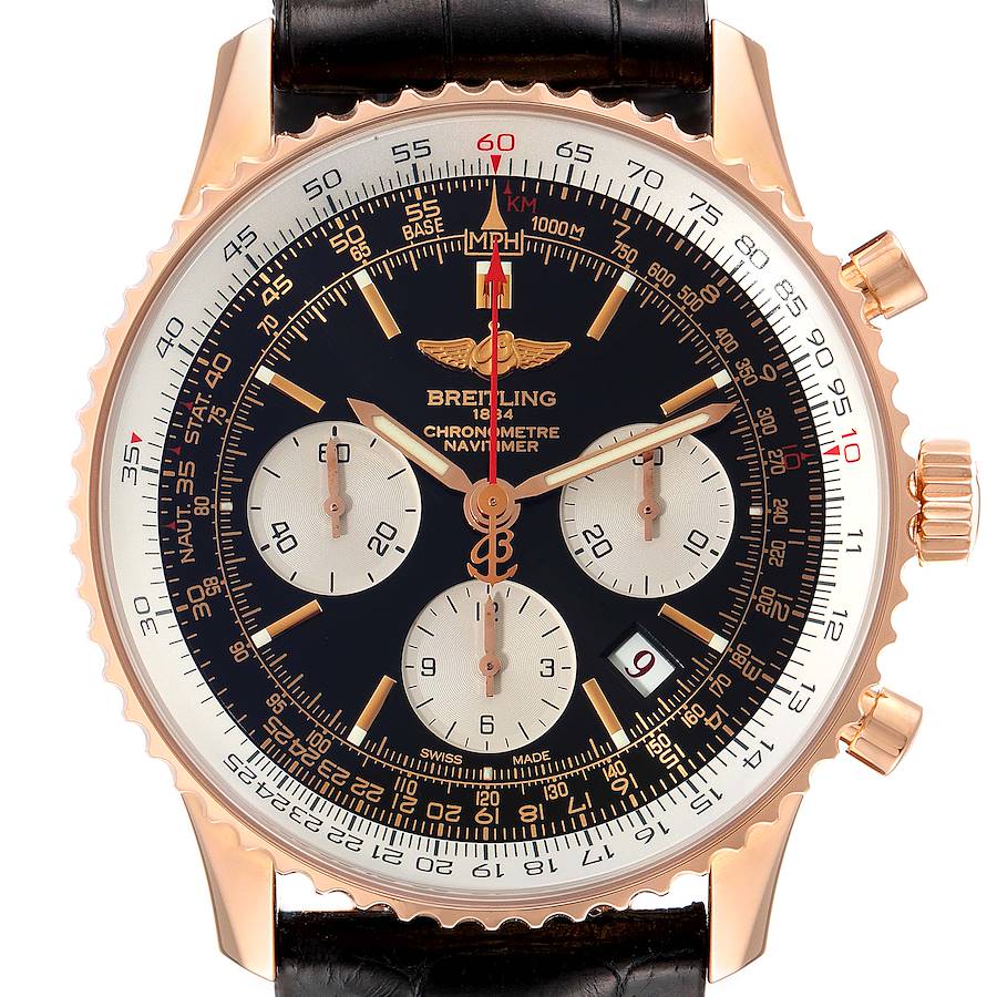 Breitling Navitimer 01 Rose Gold Black Dial Mens Watch RB0121 Box Papers SwissWatchExpo