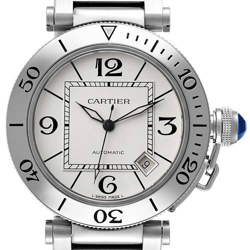 Photo of Cartier Pasha Seatimer Stainless Steel Silver Dial Mens Watch W31080M7