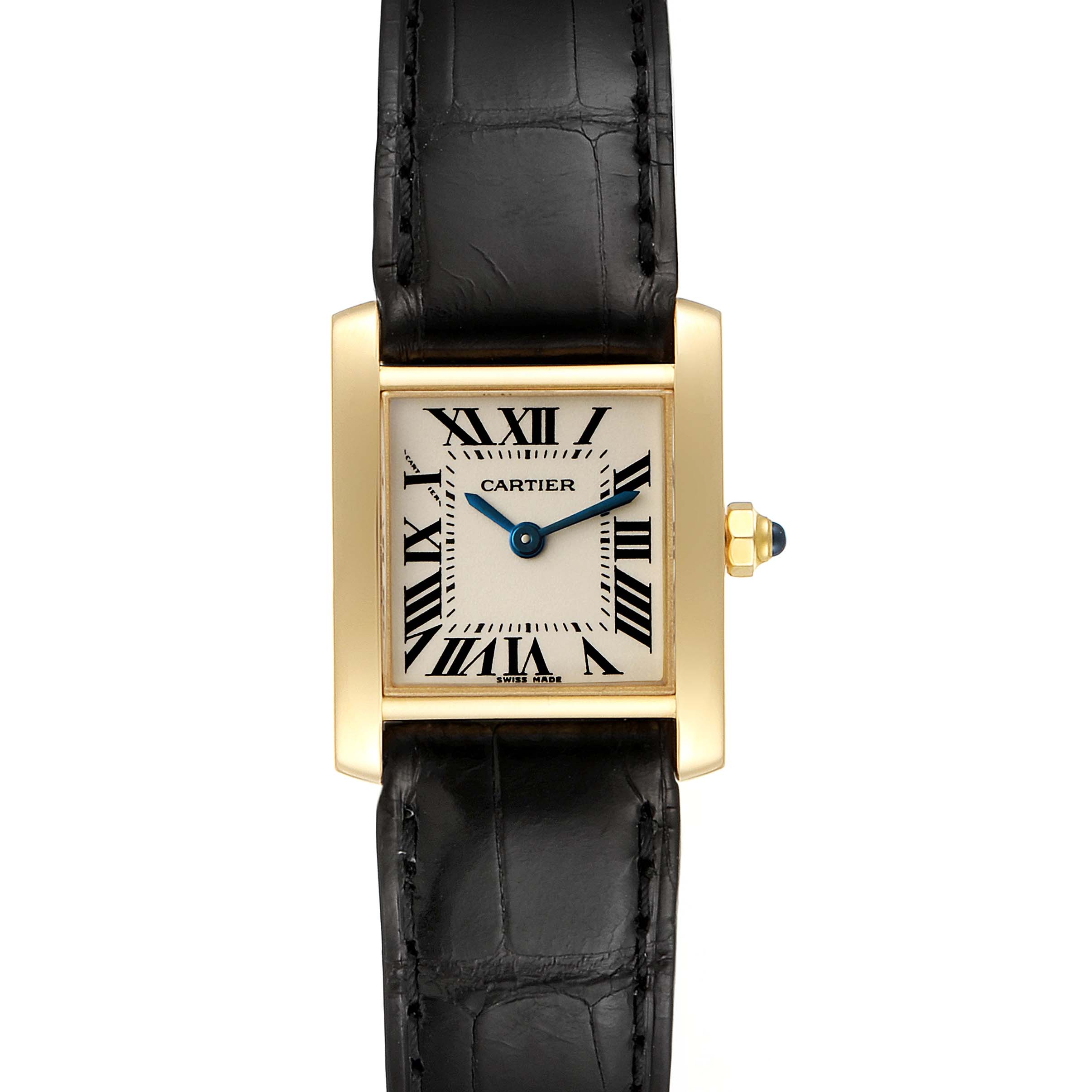 Cartier Tank Francaise Yellow Gold Black Strap Ladies Watch W5000256 ...