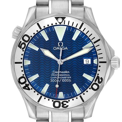 Photo of Omega Seamaster Midsize Electric Blue Dial Steel Mens Watch 2263.80.00 Card