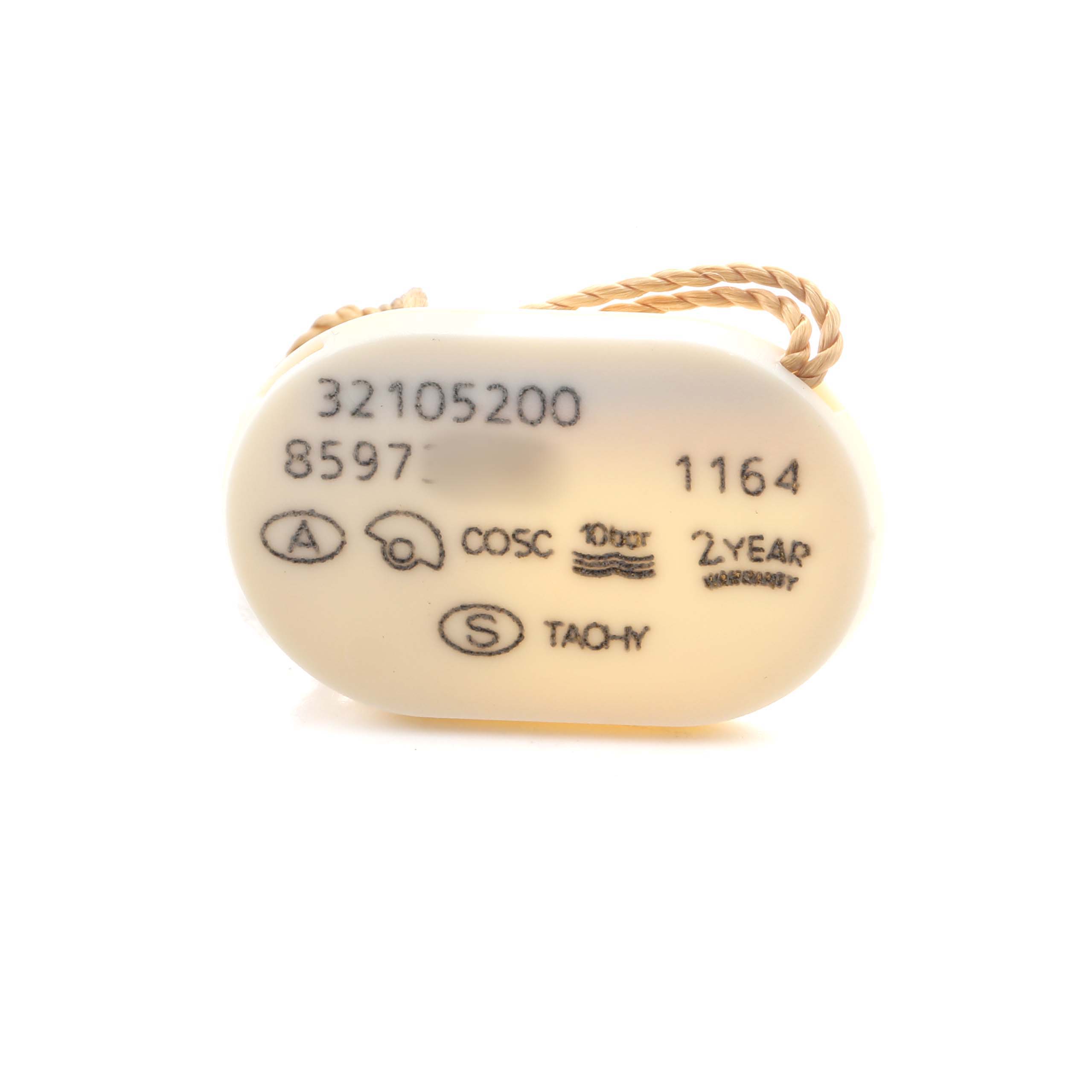 The image shows the label tag for an Omega Speedmaster 3210.52.00 Men's Stainless Steel Black Dial, featuring reference numbers and certification logos.