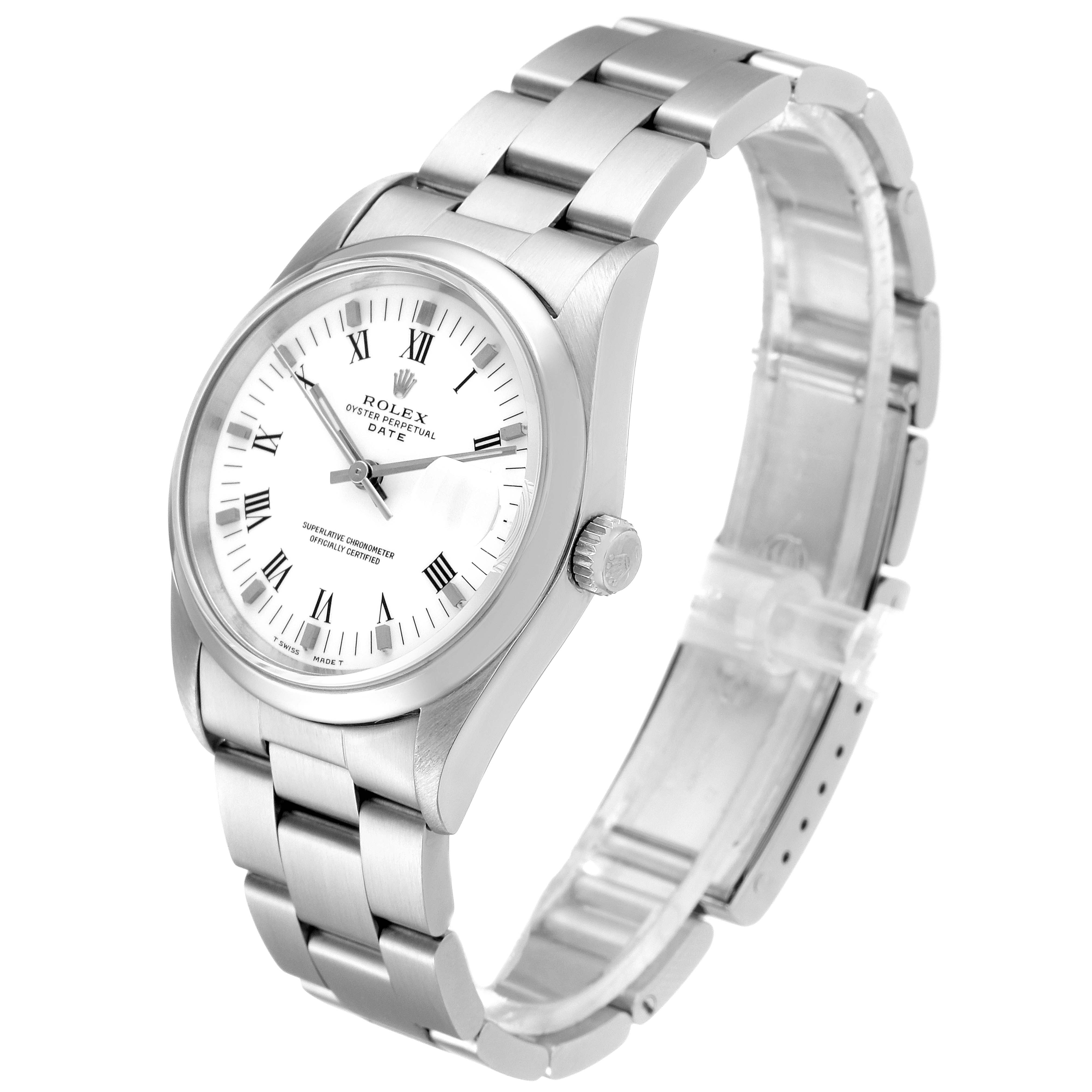The image shows a Rolex Date 15200 Men's Stainless Steel White Dial 15200 Men's Stainless Steel White Dial model watch at a front-left three-quarter angle displaying the face and bracelet.