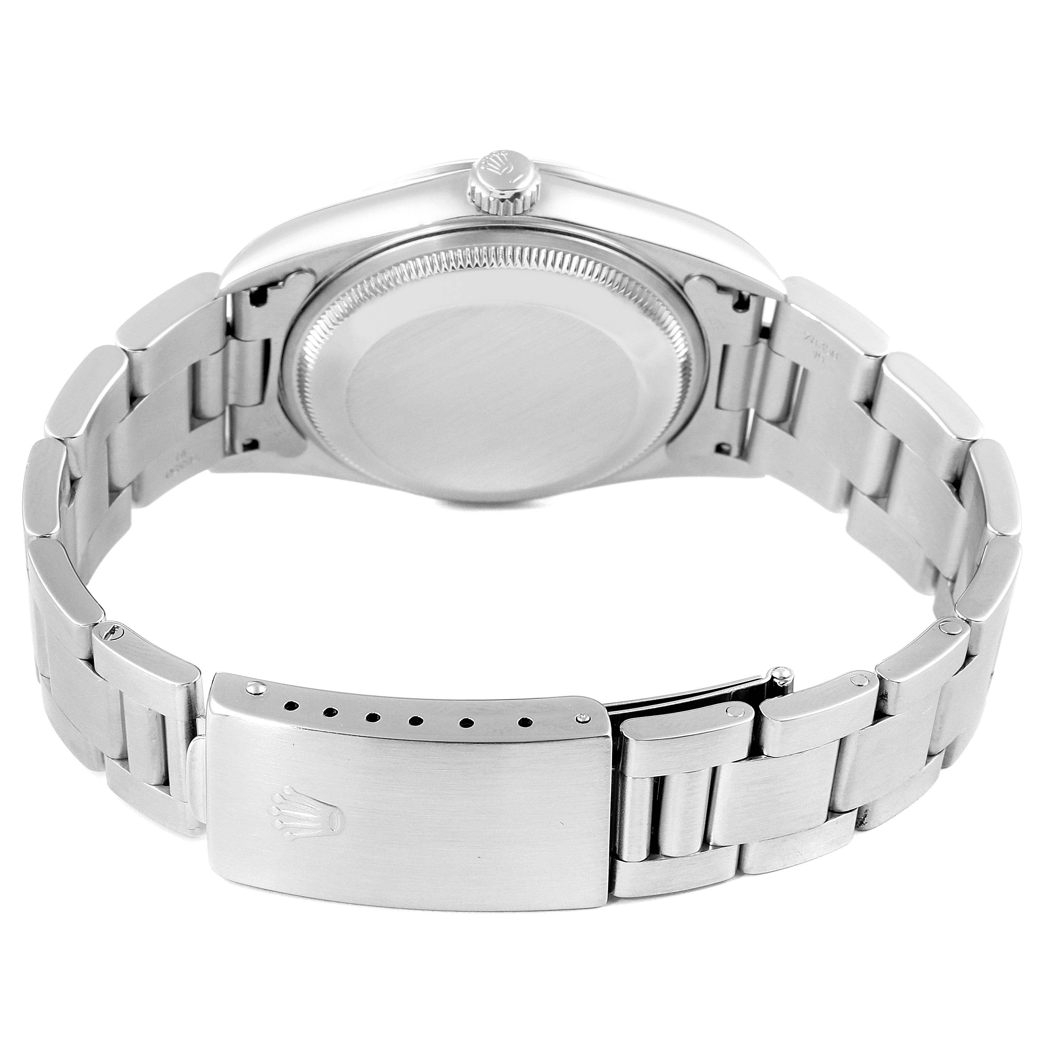 The image shows the back case and clasp of a Rolex Date 15200 Men's Stainless Steel White Dial 15200 Men's Stainless Steel White Dial watch, displaying its bracelet and crown.