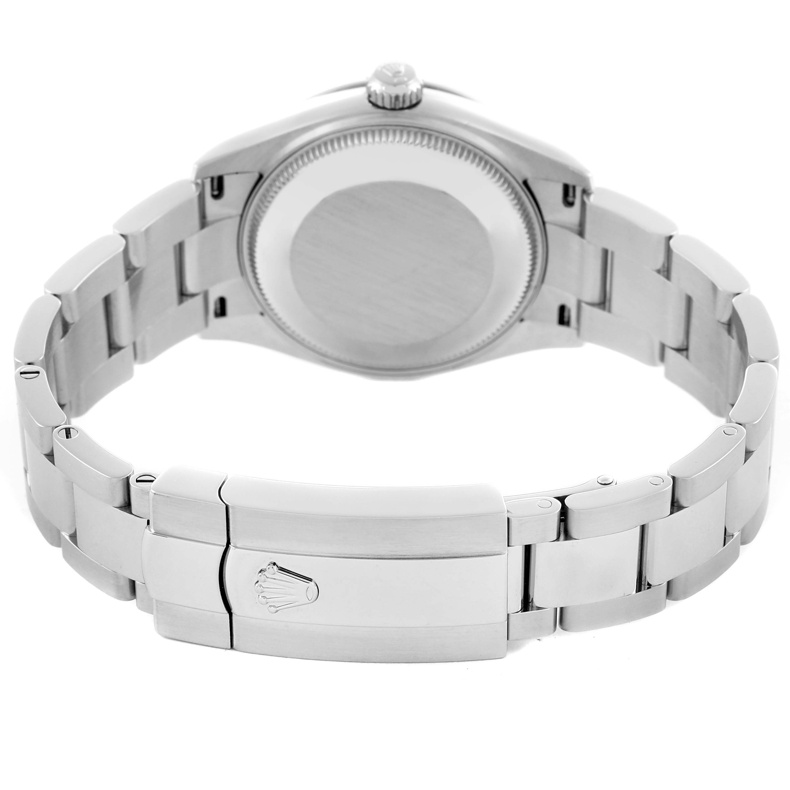 The image shows the back and bracelet clasp of a Rolex Mid-Size 278274 Women's Stainless Steel Pink Dial 278274 Women's Stainless Steel Pink Dial watch.