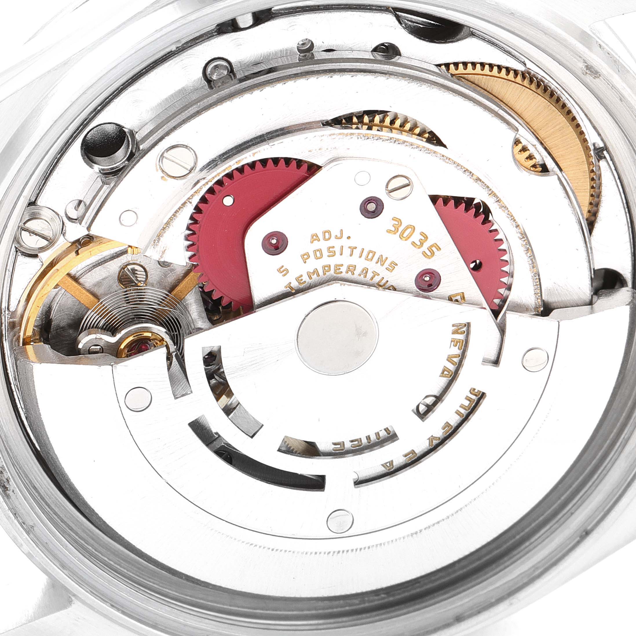 The image shows the internal mechanism and movement parts of the Vintage Collection watch by Rolex, viewed from the back.