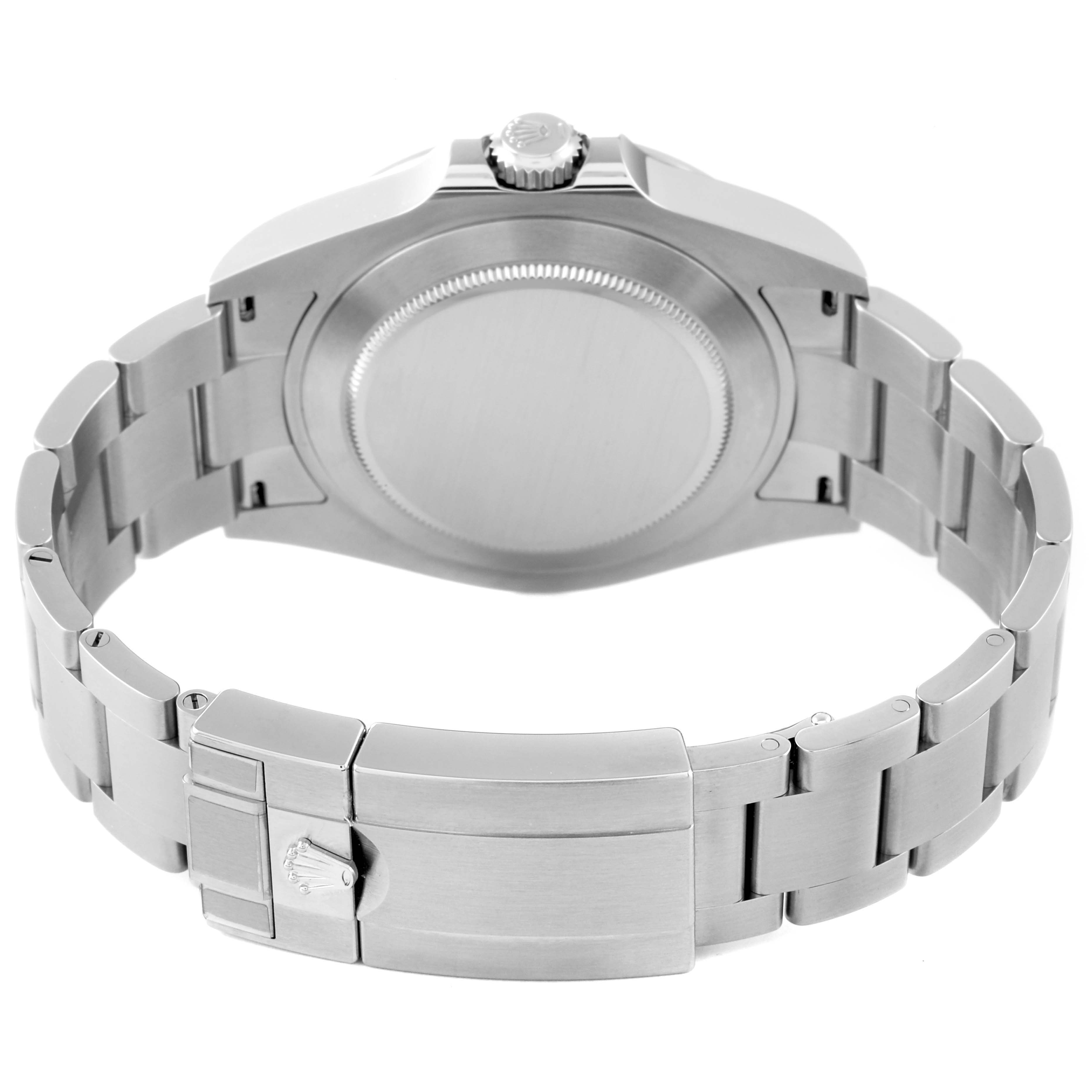 The image shows the back view and clasp of a Rolex Explorer 226570 Men
s Stainless Steel White Dial 226570 Men
s Stainless Steel White Dial watch.