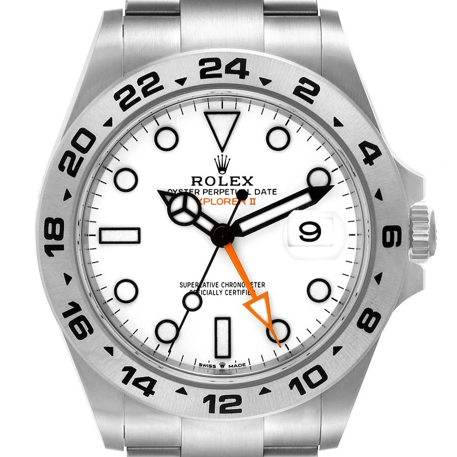 Rolex Explorer II 42 White Dial Orange Hand Steel Mens Watch 226570 Unworn SwissWatchExpo