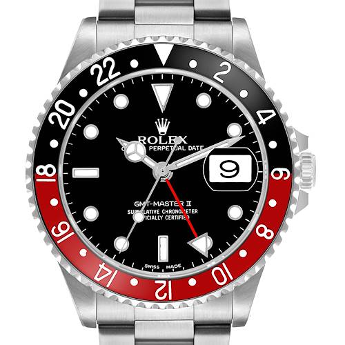 Photo of Rolex GMT Master II Steel Black Red Coke Bezel Mens Watch 16710