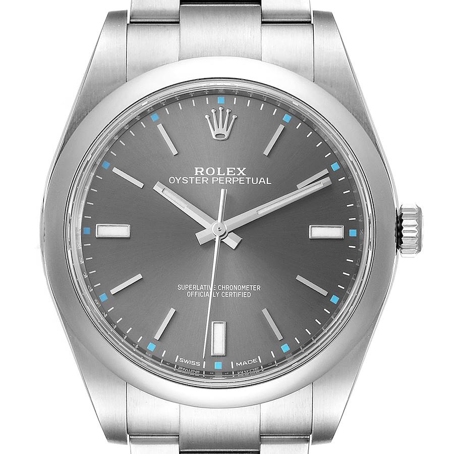NOT FOR SALE Rolex Oyster Perpetual 39 Rhodium Dial Steel Mens Watch 114300 Box Card ADD TWO LINKS SwissWatchExpo