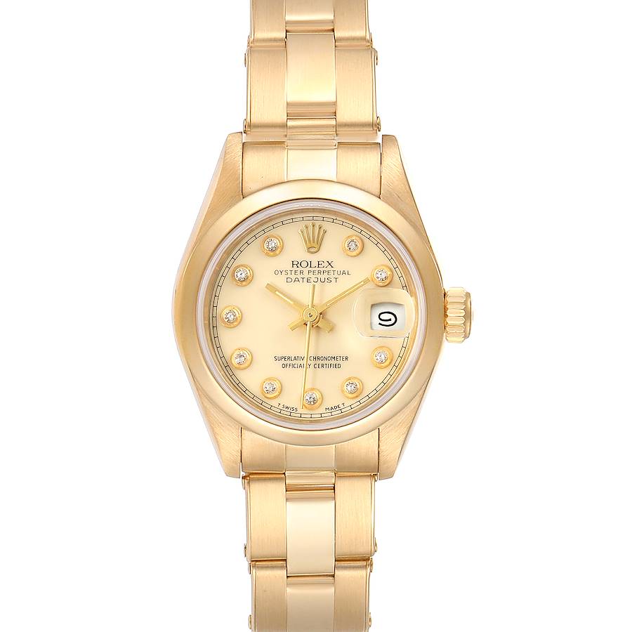 Rolex President Datejust 18k Yellow Gold Diamond Ladies Watch 69168 SwissWatchExpo
