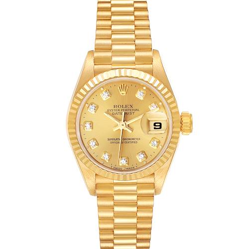 Photo of Rolex President Datejust Yellow Gold Diamond Dial Ladies Watch 69178 ONE LINK ADDED