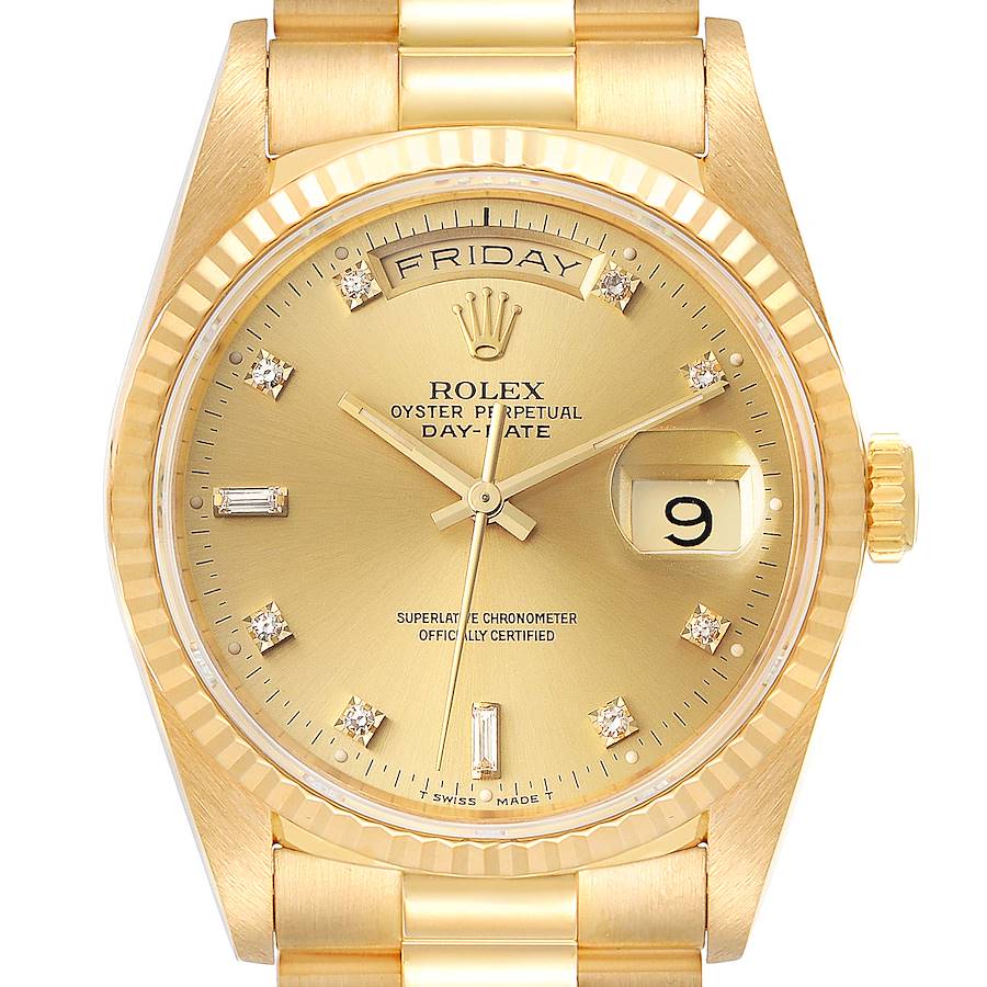 NOT FOR SALE -- Rolex President Day-Date 36mm Yellow Gold Diamond Mens Watch 18238 -- PARTIAL PAYMENT SwissWatchExpo