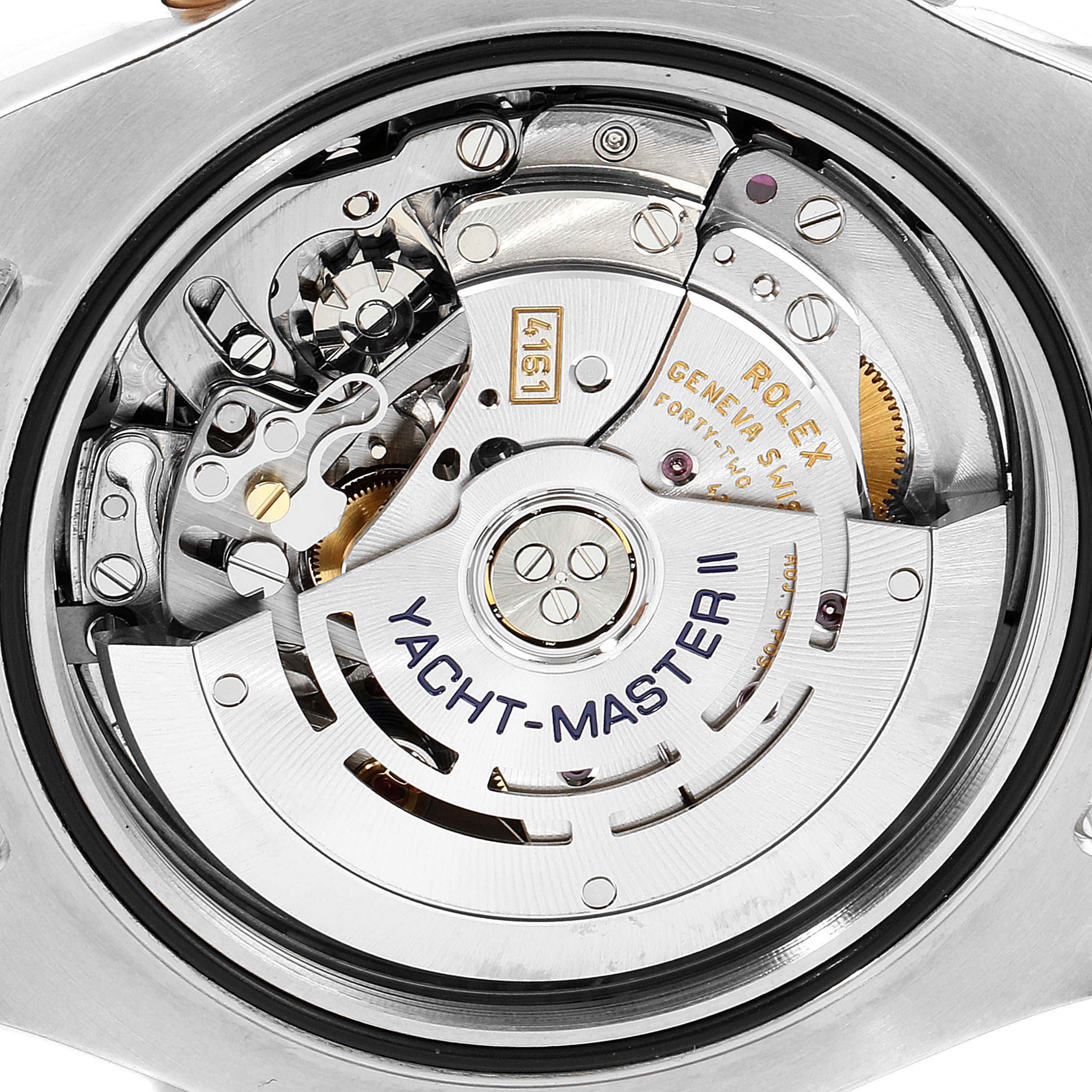 This image shows the internal mechanism and rotor of a Rolex Yacht-Master 116681 Men
s Steel and Gold (two tone) White Dial 116681 Men
s Steel and Gold (two tone) White Dial II watch.