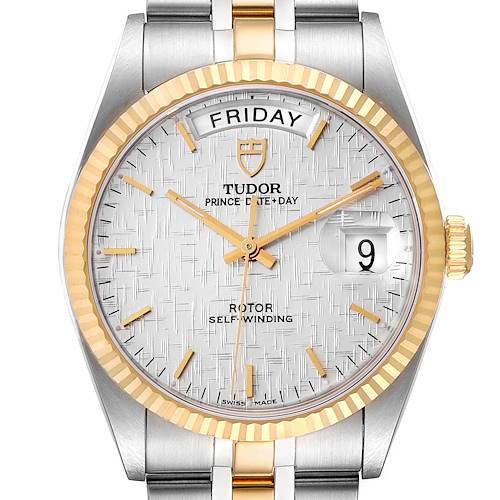 Photo of Tudor Day Date Steel Yellow Gold Silver Dial Mens Watch 76213 Box Card