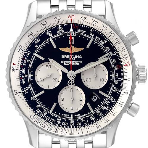 Photo of Breitling Navitimer 01 46mm Black Steel Dial Mens Watch AB0127 Box Card