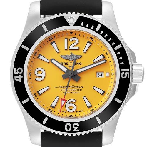 Photo of Breitling Superocean II Yellow Dial Steel Mens Watch A17367 Box Card