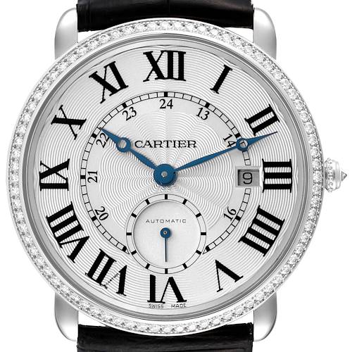 Photo of Cartier Ronde Louis White Gold Diamond Bezel Silver Dial Mens Watch WR007018