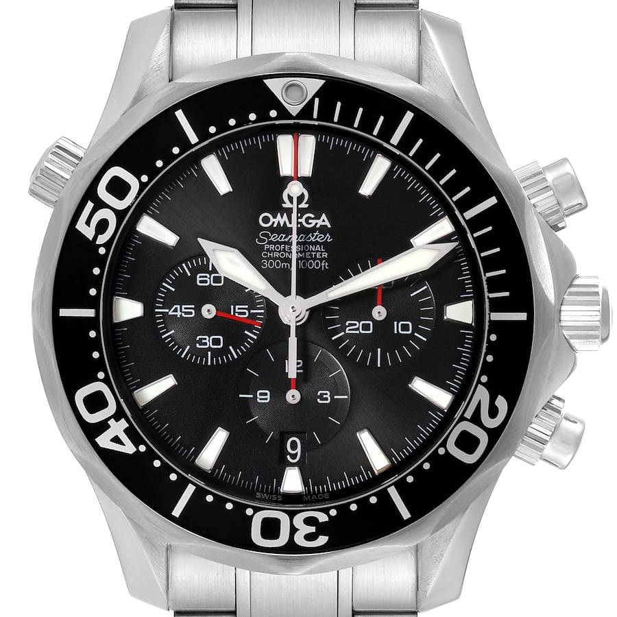 Omega Seamaster Chronograph Black Dial Steel Mens Watch 2594.52.00 Box Card SwissWatchExpo