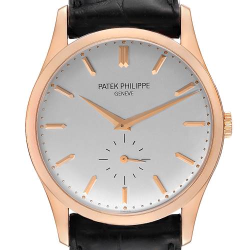 Photo of Patek Philippe Calatrava Rose Gold Silver Dial Mens Watch 5196