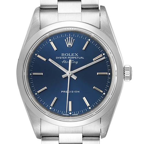 Photo of Rolex Air King 34 Blue Dial Domed Bezel Steel Mens Watch 14000