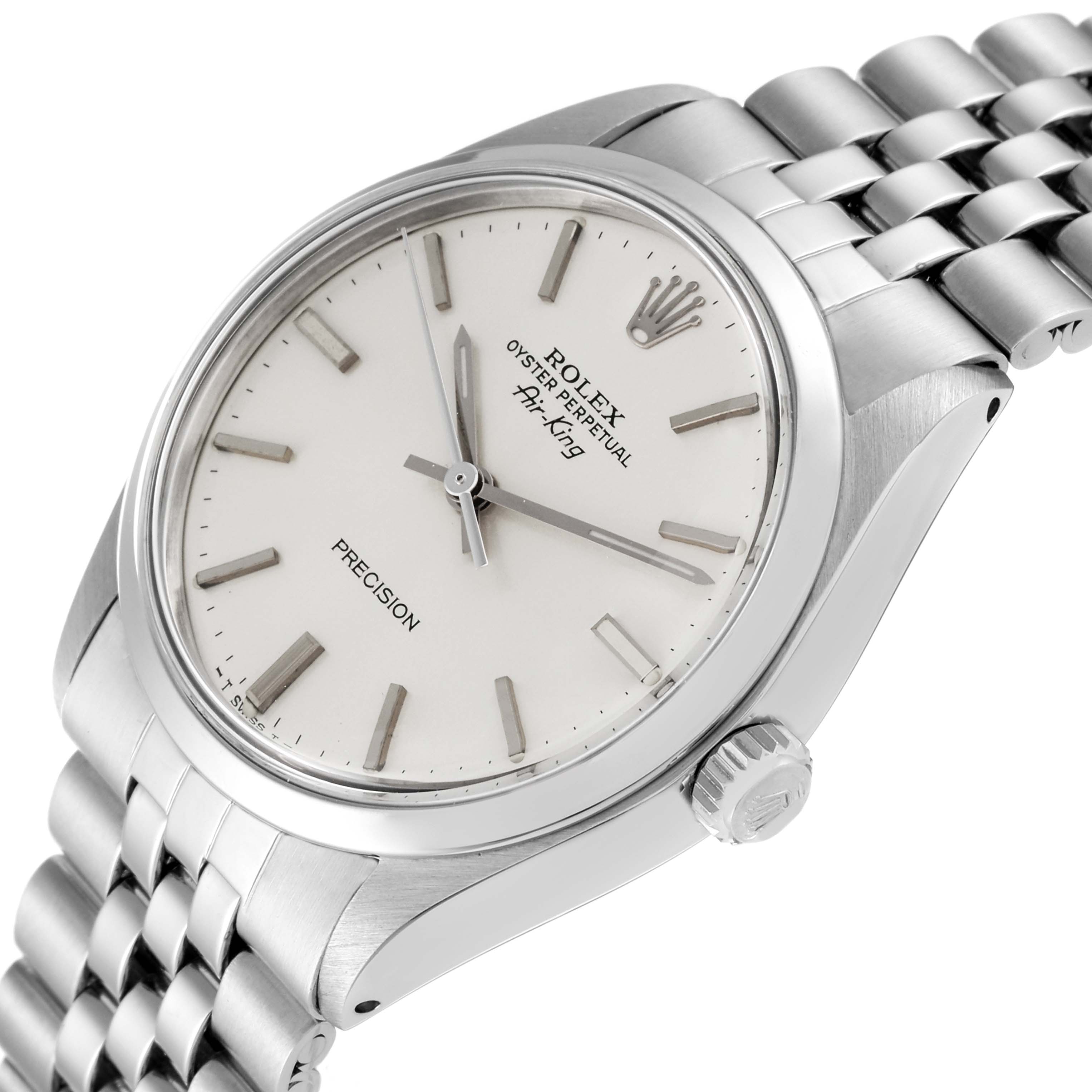 The Vintage Collection model by Rolex is shown at an angled close-up highlighting the dial, crown, and part of the bracelet.
