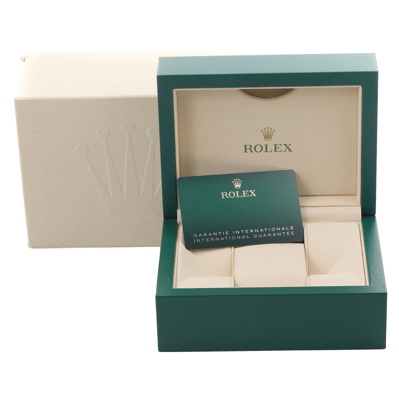 The image shows the open box and guarantee card for a Rolex Datejust 279173 Women's Steel and Gold (two tone) Champagne Dial 279173 Women's Steel and Gold (two tone) Champagne Dial watch.