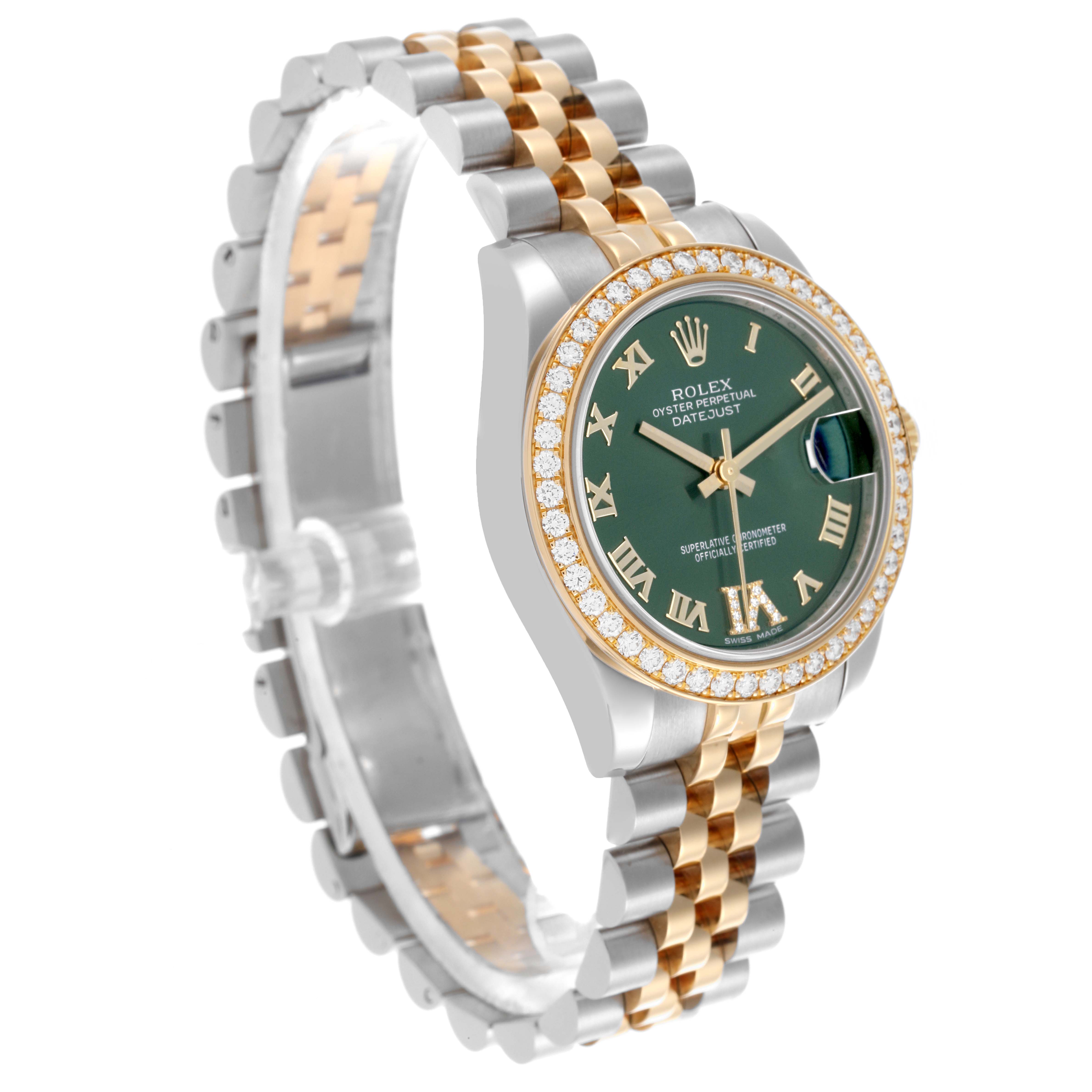 The Mid-Size Rolex watch is shown at an angle displaying the face, bracelet, and bezel clearly.