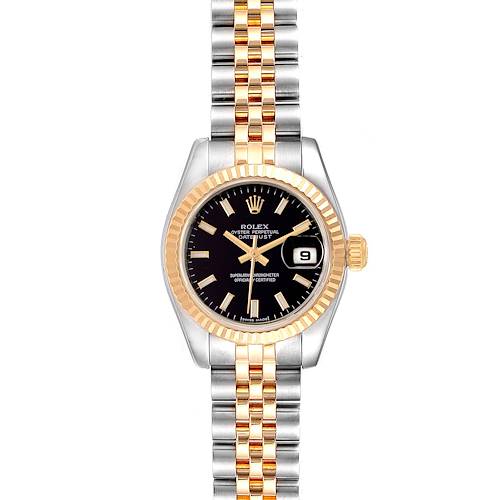 Photo of Rolex Datejust Black Dial Steel Yellow Gold Ladies Watch 179173