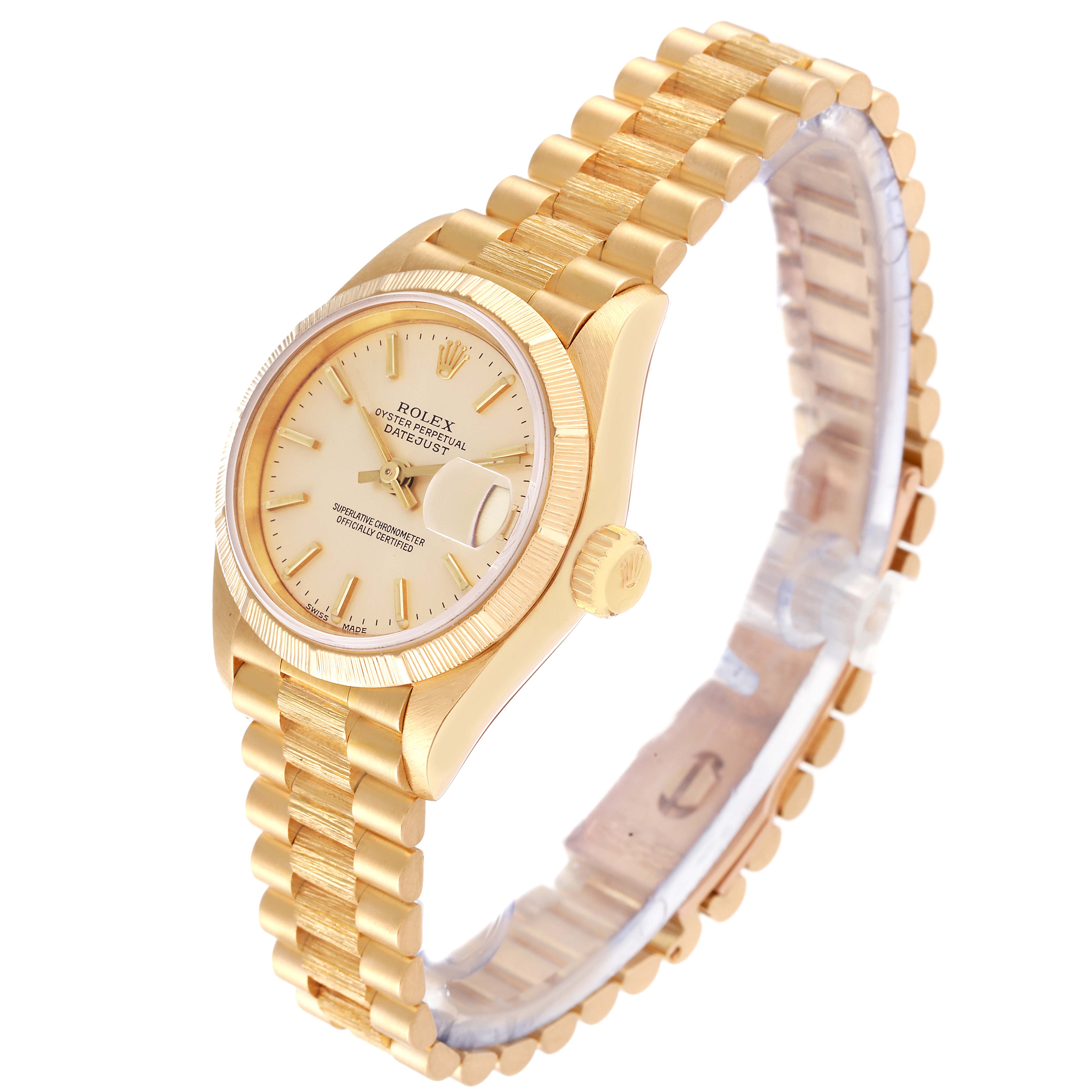 Rolex Datejust President Yellow Gold Bark Finish Ladies Watch 69278 Swisswatchexpo 2985