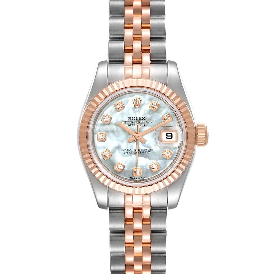 Rolex Datejust Steel EveRose Gold MOP Diamond Ladies Watch 179171 Box Card SwissWatchExpo