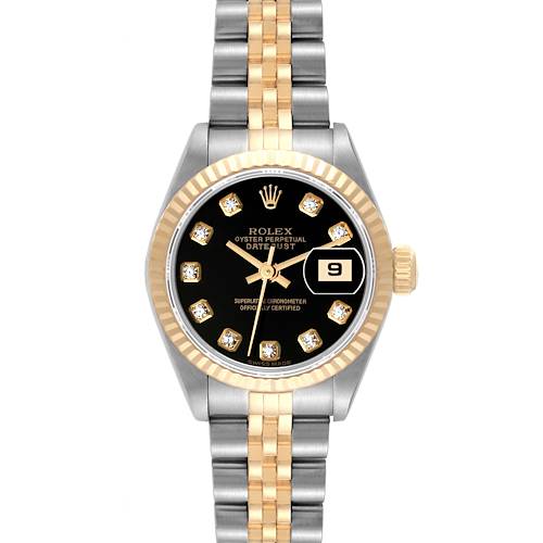 Photo of Rolex Datejust Steel Yellow Gold Black Diamond Dial Ladies Watch 79173 Papers