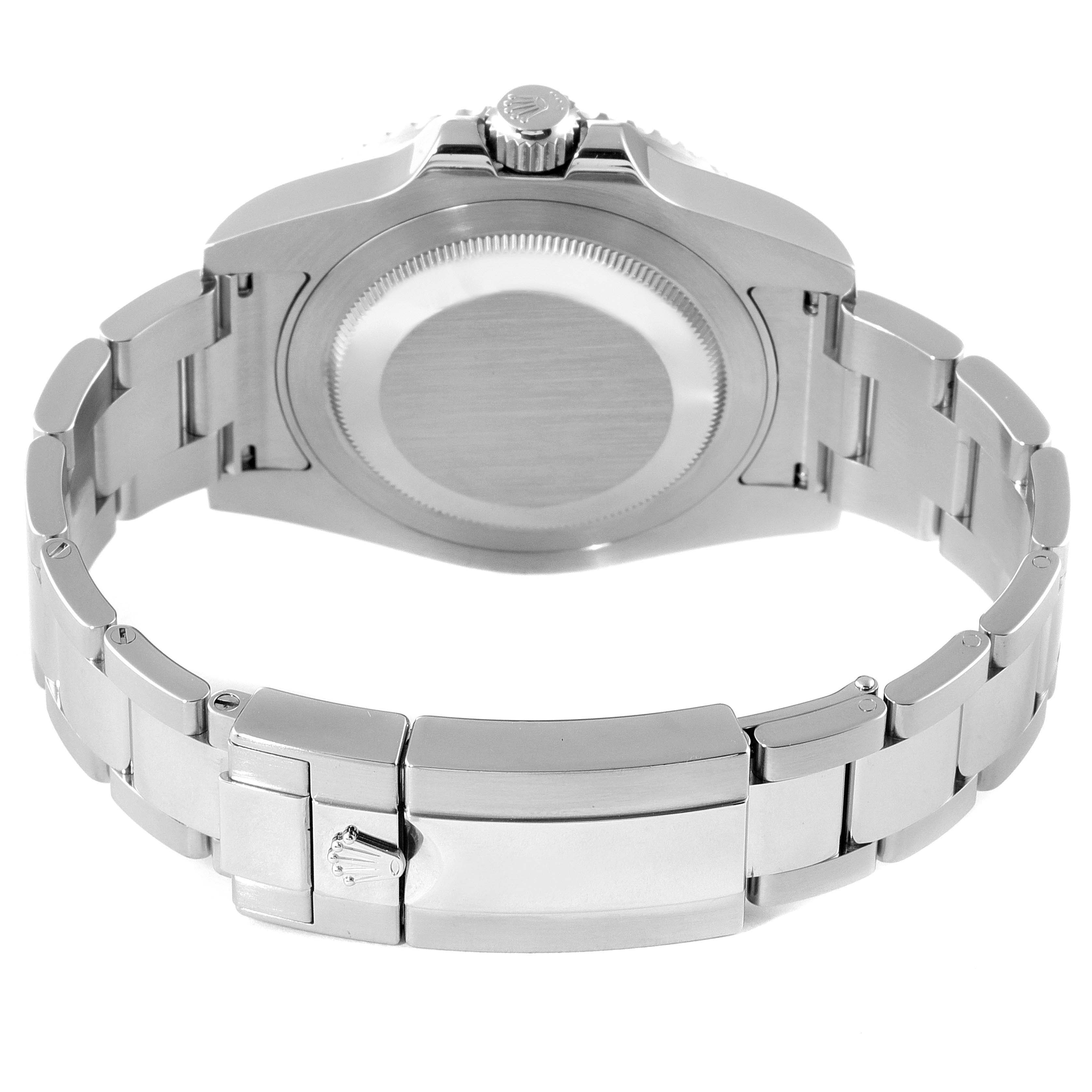 This Rolex GMT-Master 116710 Men
s Stainless Steel Black Dial 116710 Men
s Stainless Steel Black Dial watch is shown from the back, highlighting the case back, crown, and bracelet clasp.