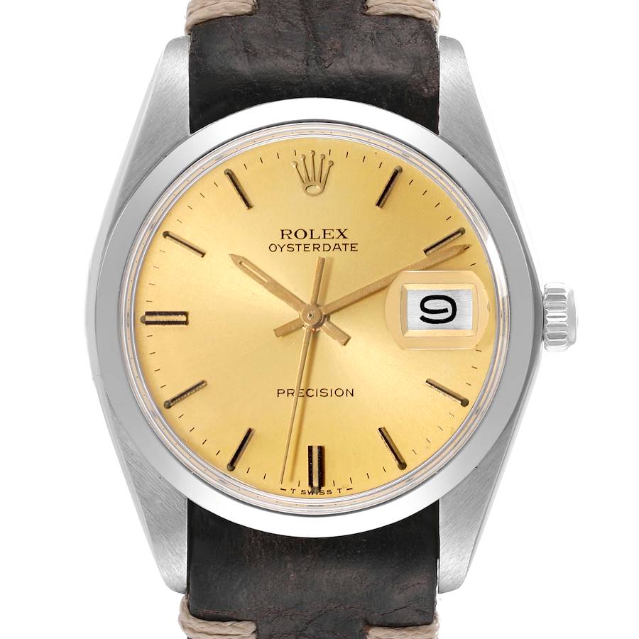 Rolex OysterDate Precision Champagne Dial Steel Vintage Mens Watch 6694 SwissWatchExpo