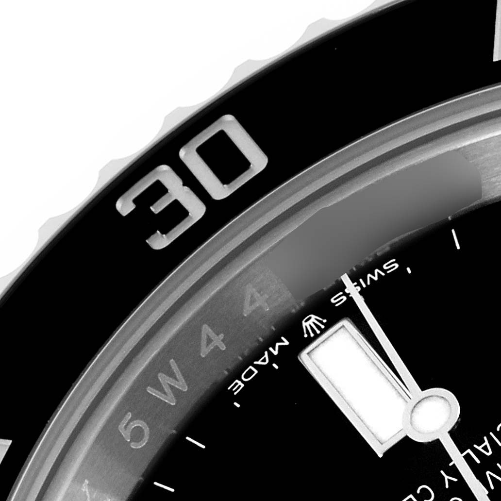 The image shows a close-up of the Rolex Submariner 126610LN Men
s Stainless Steel Black Dial 126610LN Men
s Stainless Steel Black Dial
s bezel and partial dial, highlighting the "30" mark on the bezel.