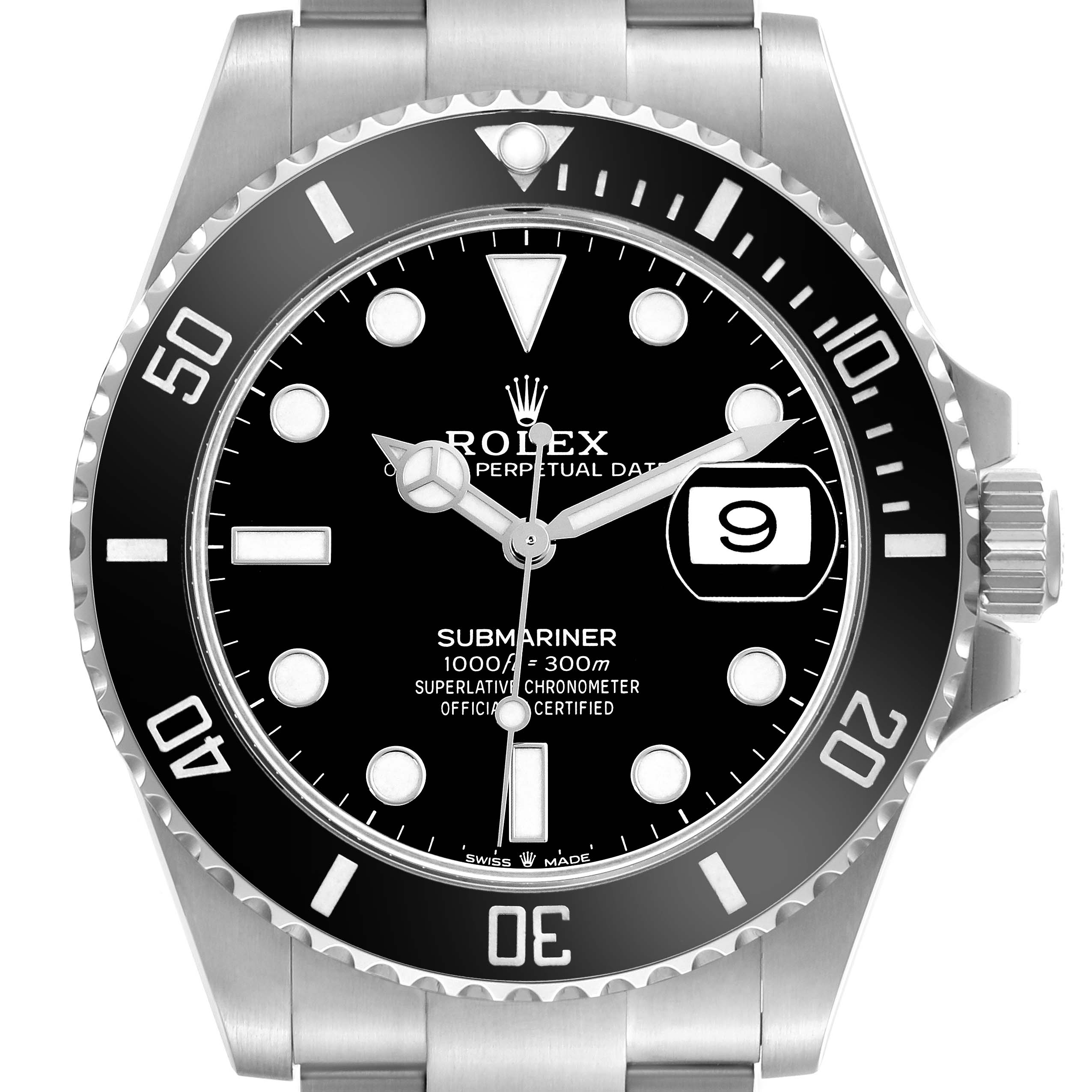The Rolex Submariner 126610LN Men
s Stainless Steel Black Dial 126610LN Men
s Stainless Steel Black Dial is shown from the front, displaying the dial, bezel, and part of the bracelet.