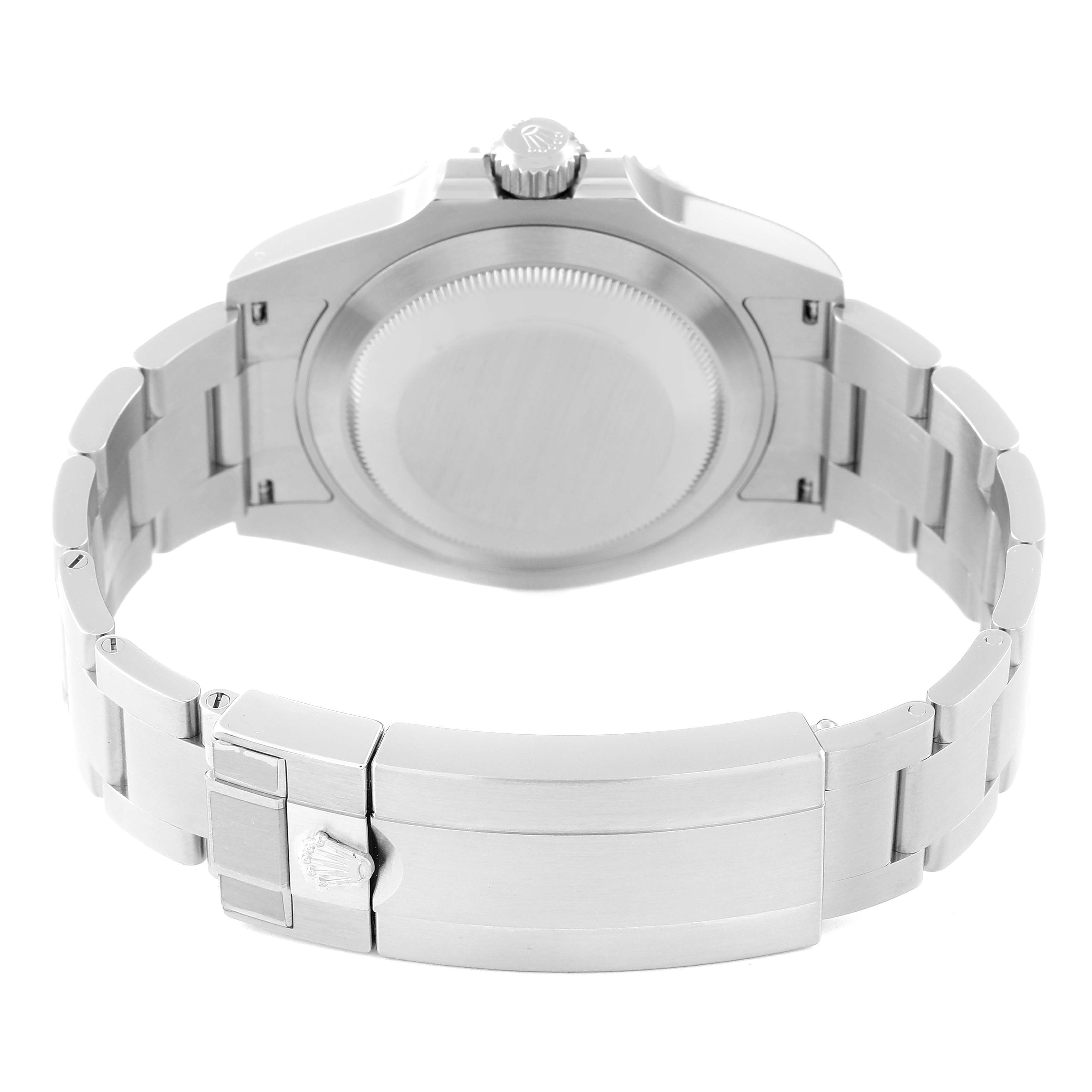 The image shows the back case and bracelet clasp of a Rolex Submariner 126610LV Men's Stainless Steel Black Dial 126610LV Men's Stainless Steel Black Dial watch.