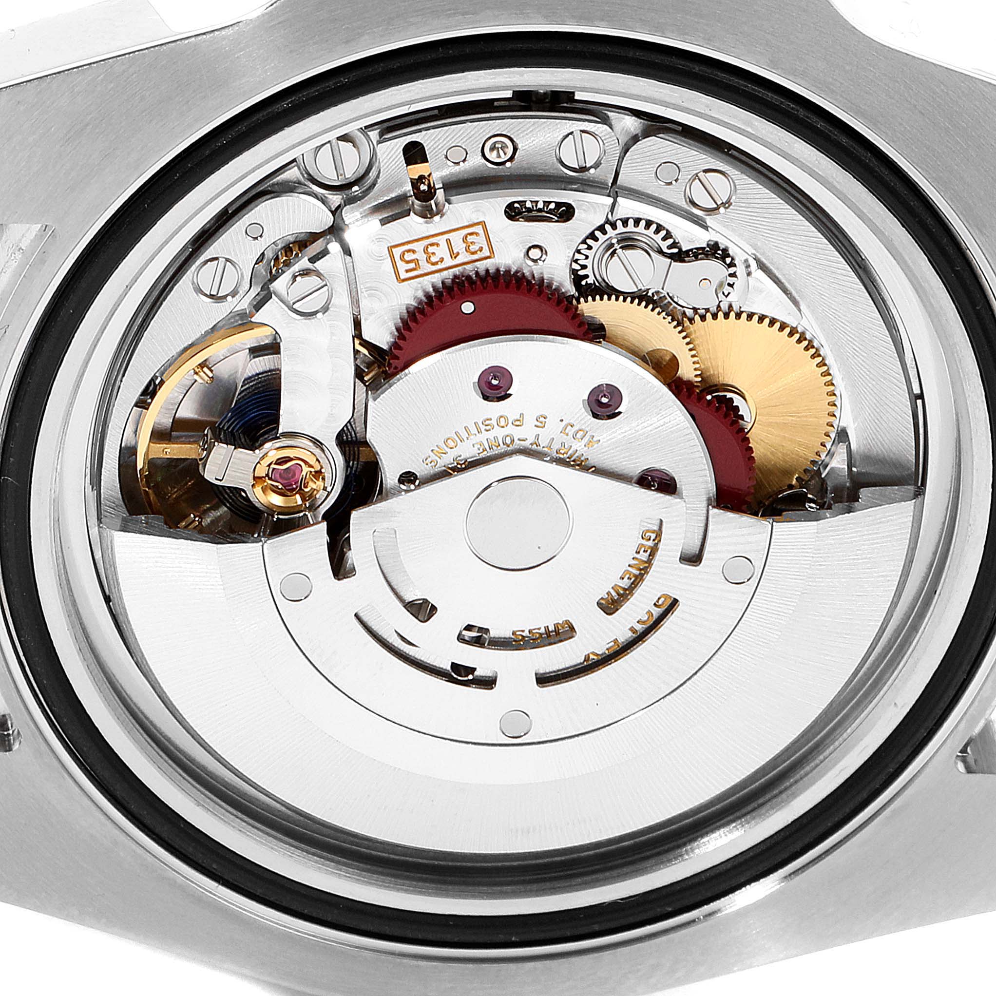 This is an image of the movement mechanism of a Rolex Submariner 116613 Men's Steel and Gold (two tone) Blue Dial 116613 Men's Steel and Gold (two tone) Blue Dial watch, shown from the back.