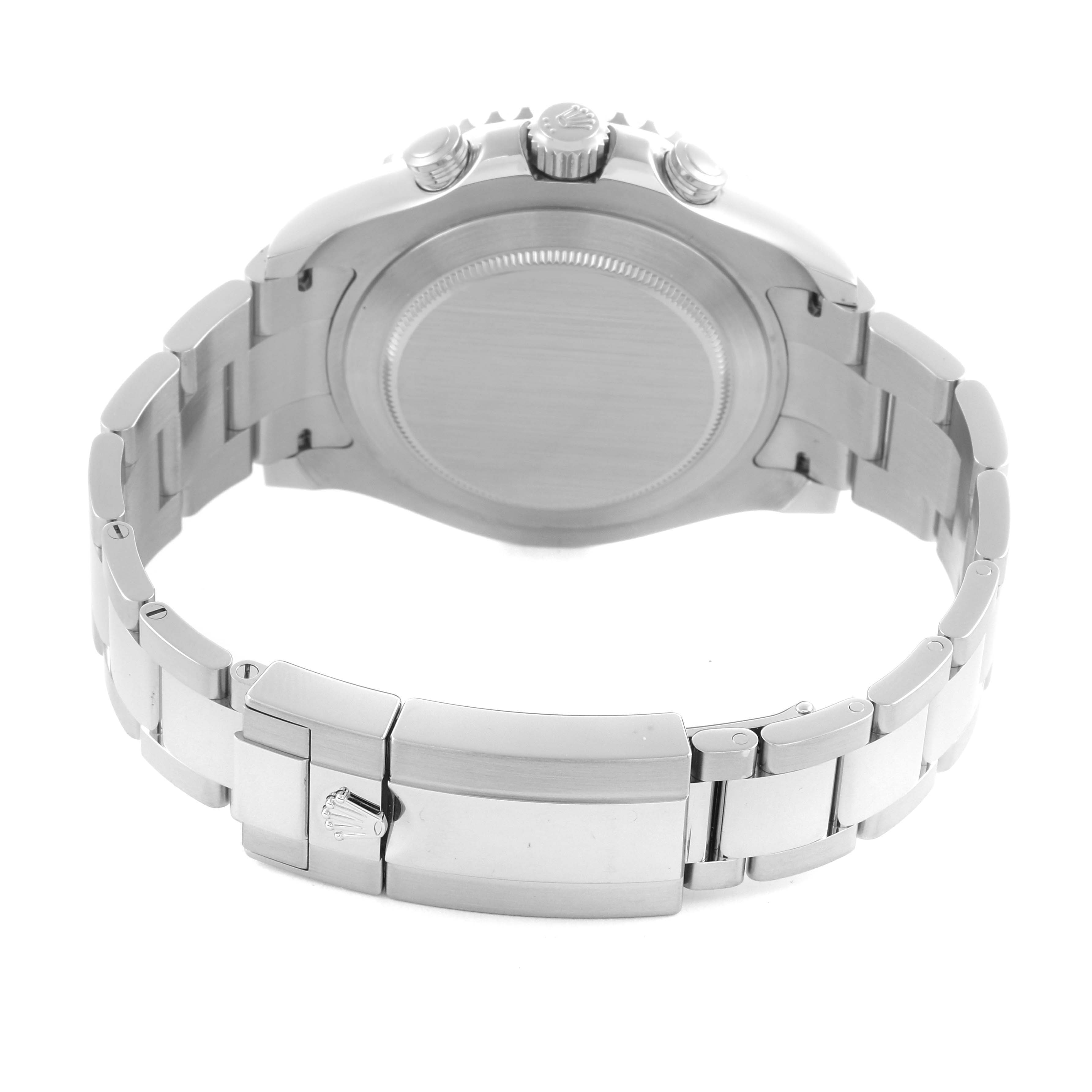 The image shows the back side and clasp of a Rolex Yacht-Master 116680 Men's Stainless Steel White Dial 116680 Men's Stainless Steel White Dial watch at a slight rear angle.