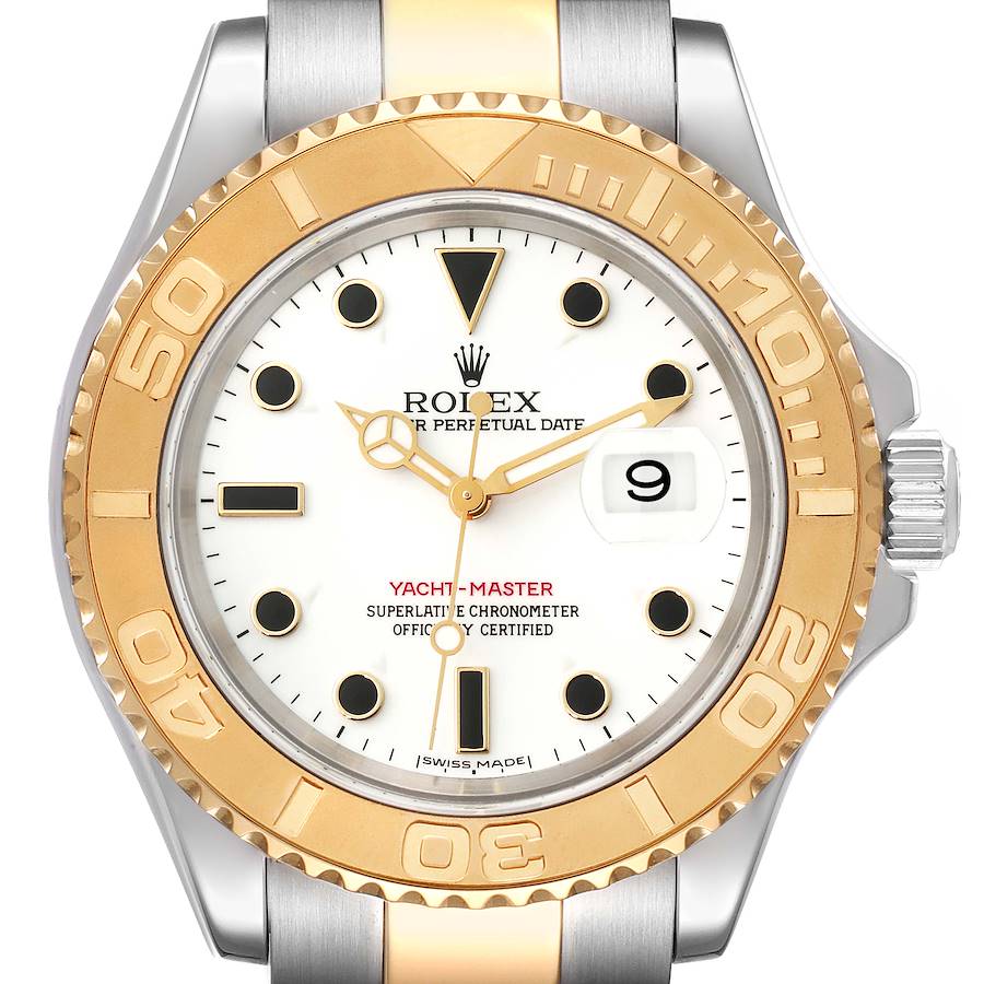 Rolex Yachtmaster Steel Yellow Gold White Dial Mens Watch 16623 Box Papers SwissWatchExpo