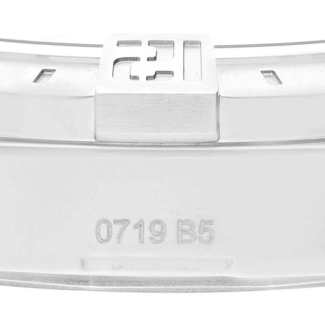 This image shows a close-up of the bezel and part of the case back of a Breitling Avenger A3239011-C872-170A Men's Stainless Steel Mother of Pearl Dial A3239011-C872-170A Men's Stainless Steel Mother of Pearl Dial watch.