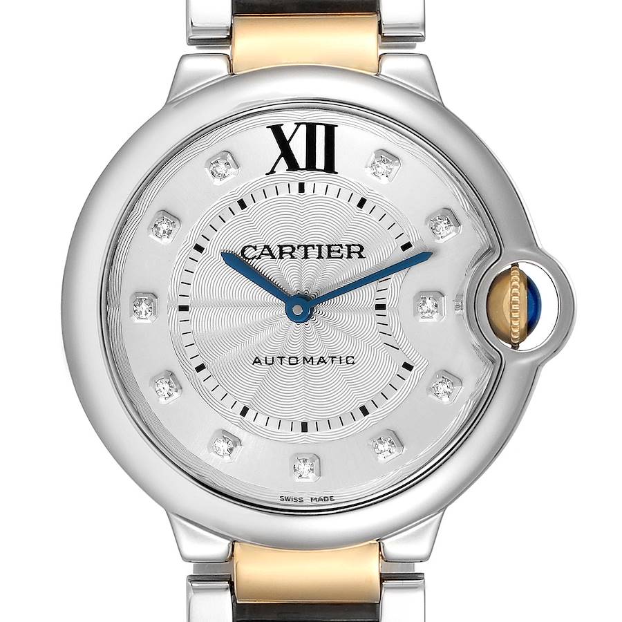 Cartier Ballon Bleu Midsize 36 Steel Yellow Gold Diamond Ladies Watch W3BB0018 SwissWatchExpo