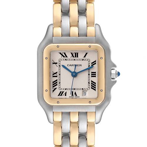 Photo of Cartier Panthere Midsize Steel Yellow Gold Three Row Ladies Watch 83083244 Box Papers