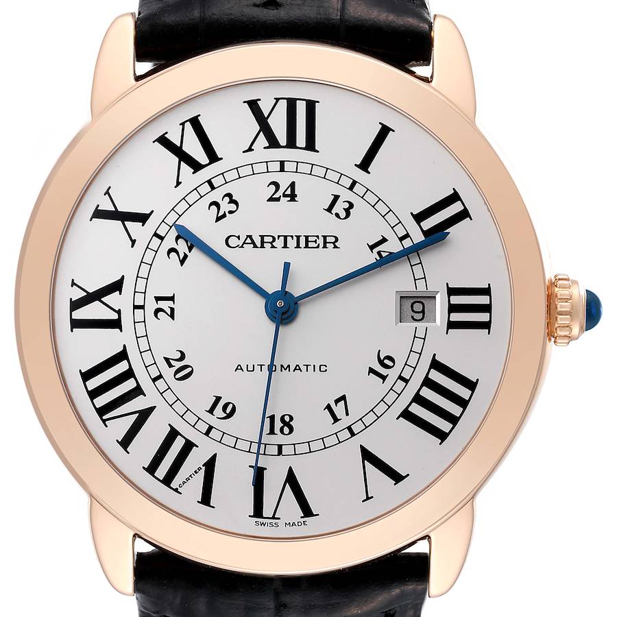 Cartier Ronde Solo XL Automatic Rose Gold Steel Mens Watch W6701009 SwissWatchExpo