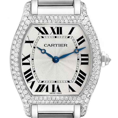 Photo of Cartier Tortue White Gold Diamond Bezel Mens Watch WA504351