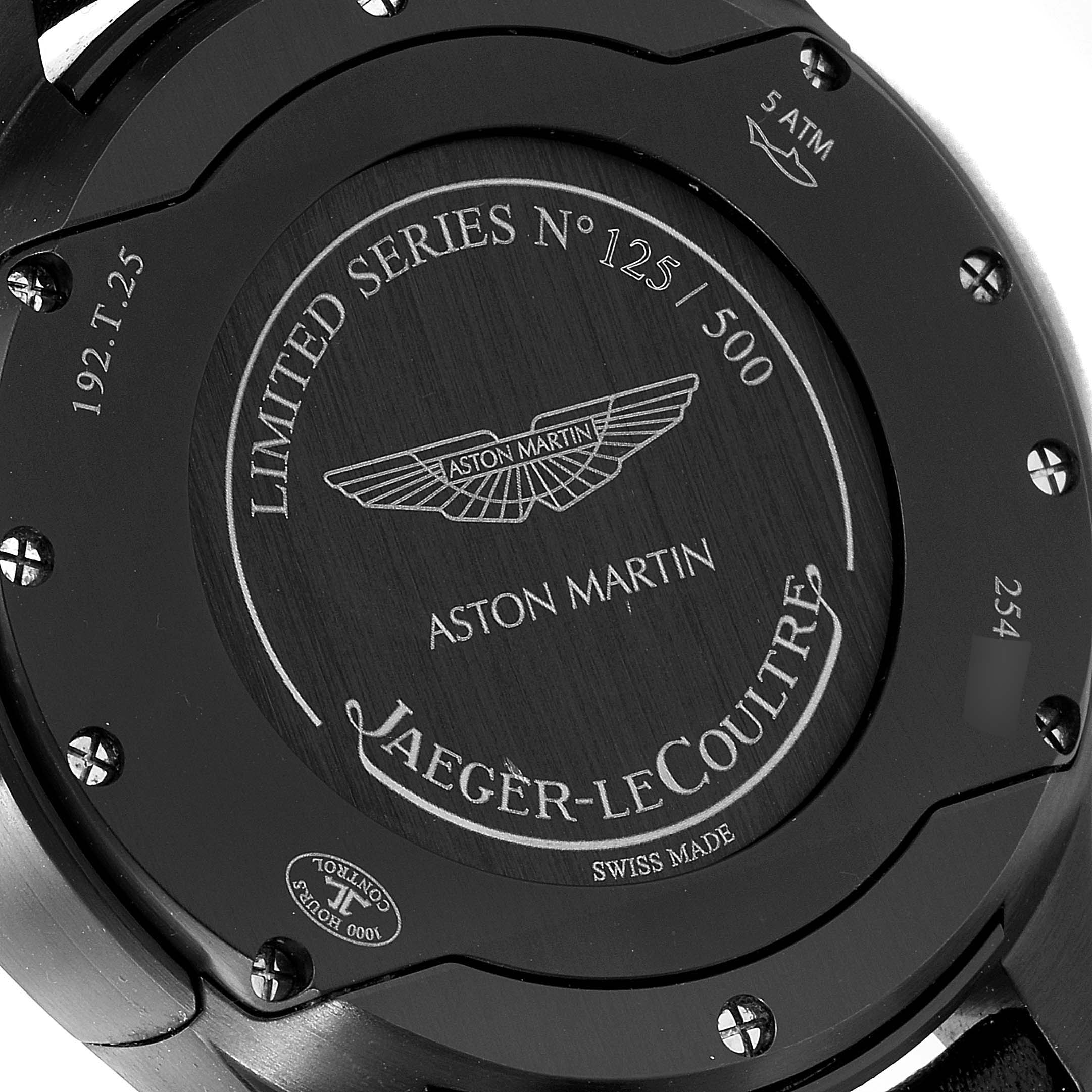 The image shows the backside of a Jaeger-LeCoultre Amvox watch, highlighting its limited series number, branding, and case details.