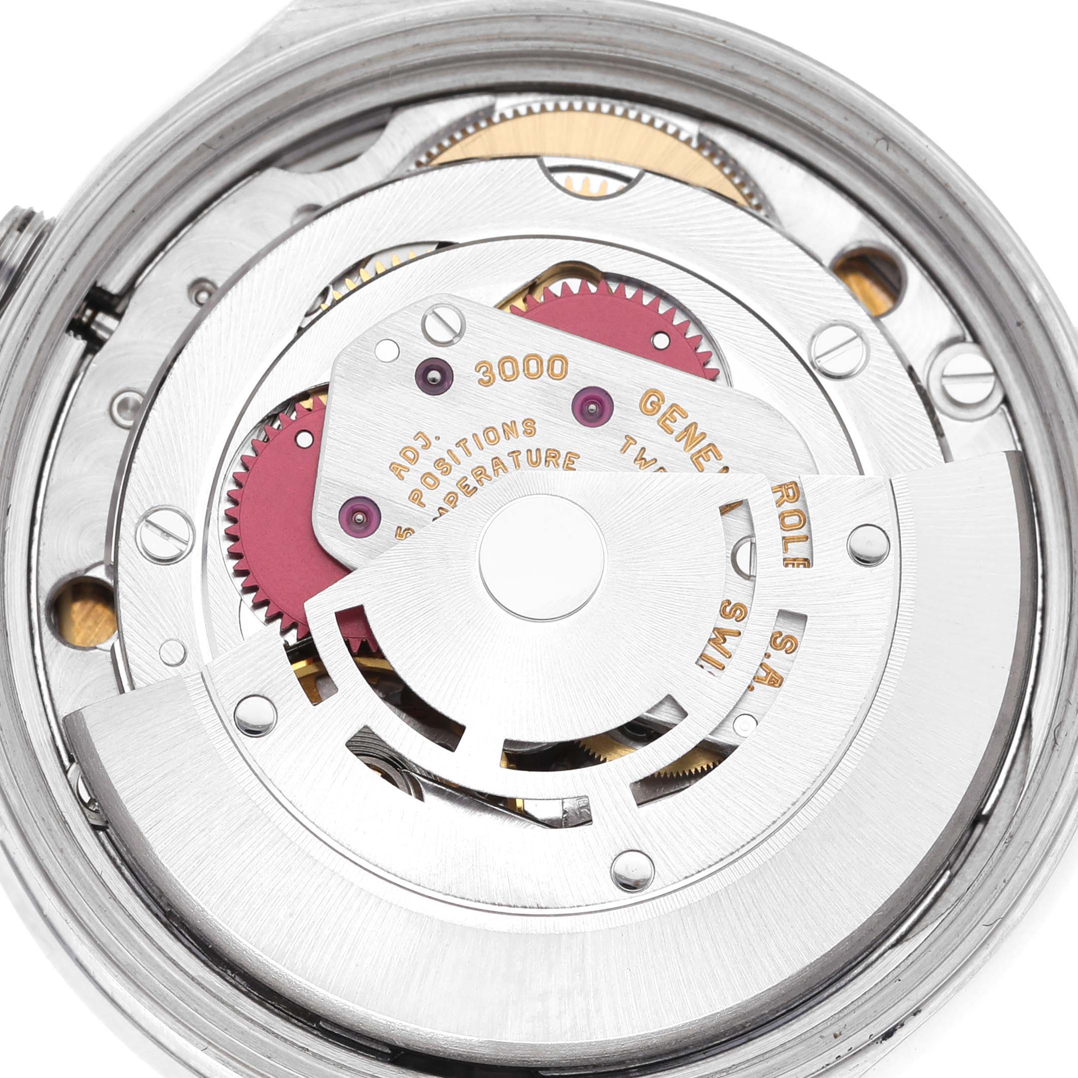 The image shows a close-up view of the internal mechanical movement of the Rolex Air-King 14010 Men's Stainless Steel Blue Dial 14010 Men's Stainless Steel Blue Dial watch.