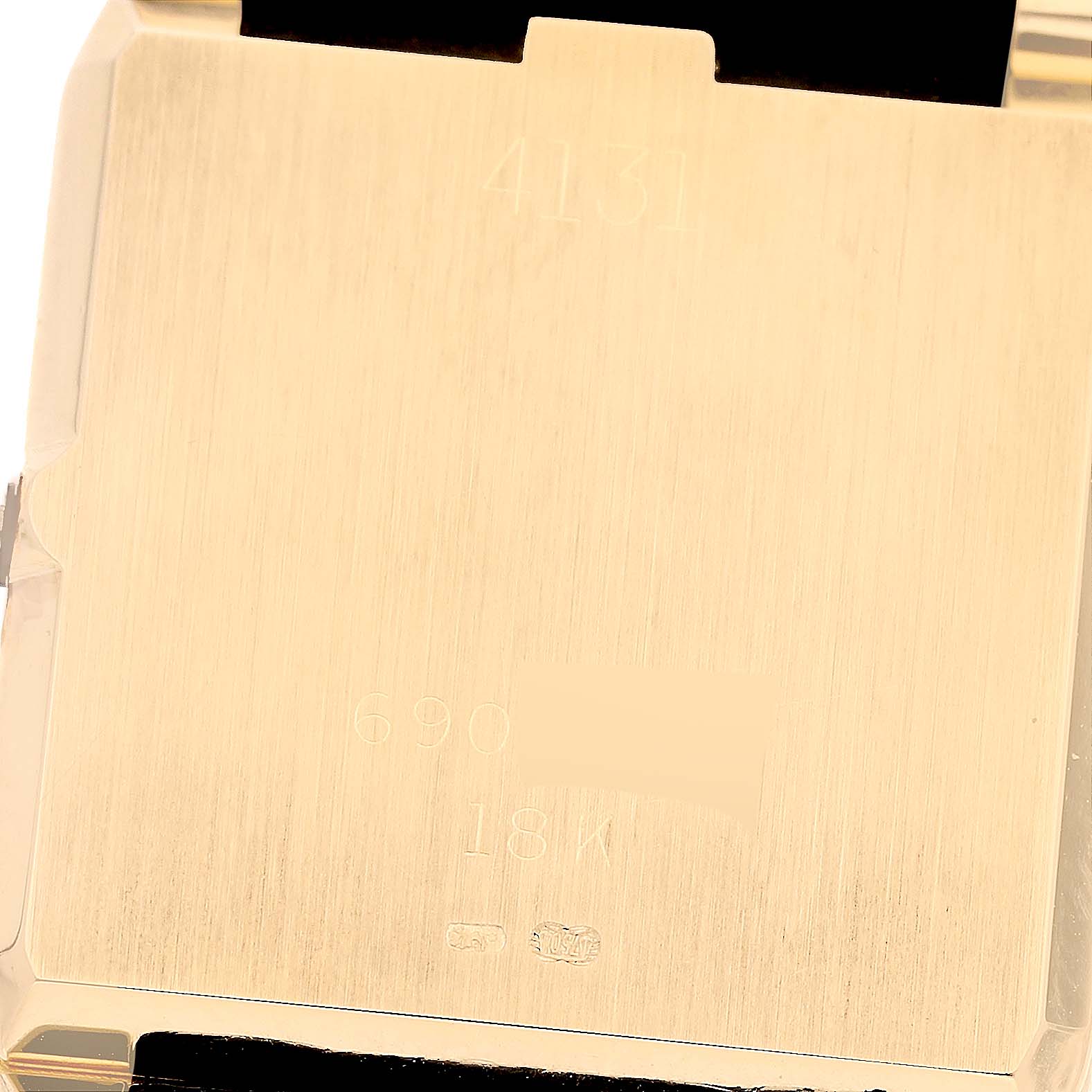 The image shows the back casing of a Rolex Vintage Collection 4131 Men's Yellow Gold Champagne Dial 4131 Men's Yellow Gold Champagne Dial model watch.