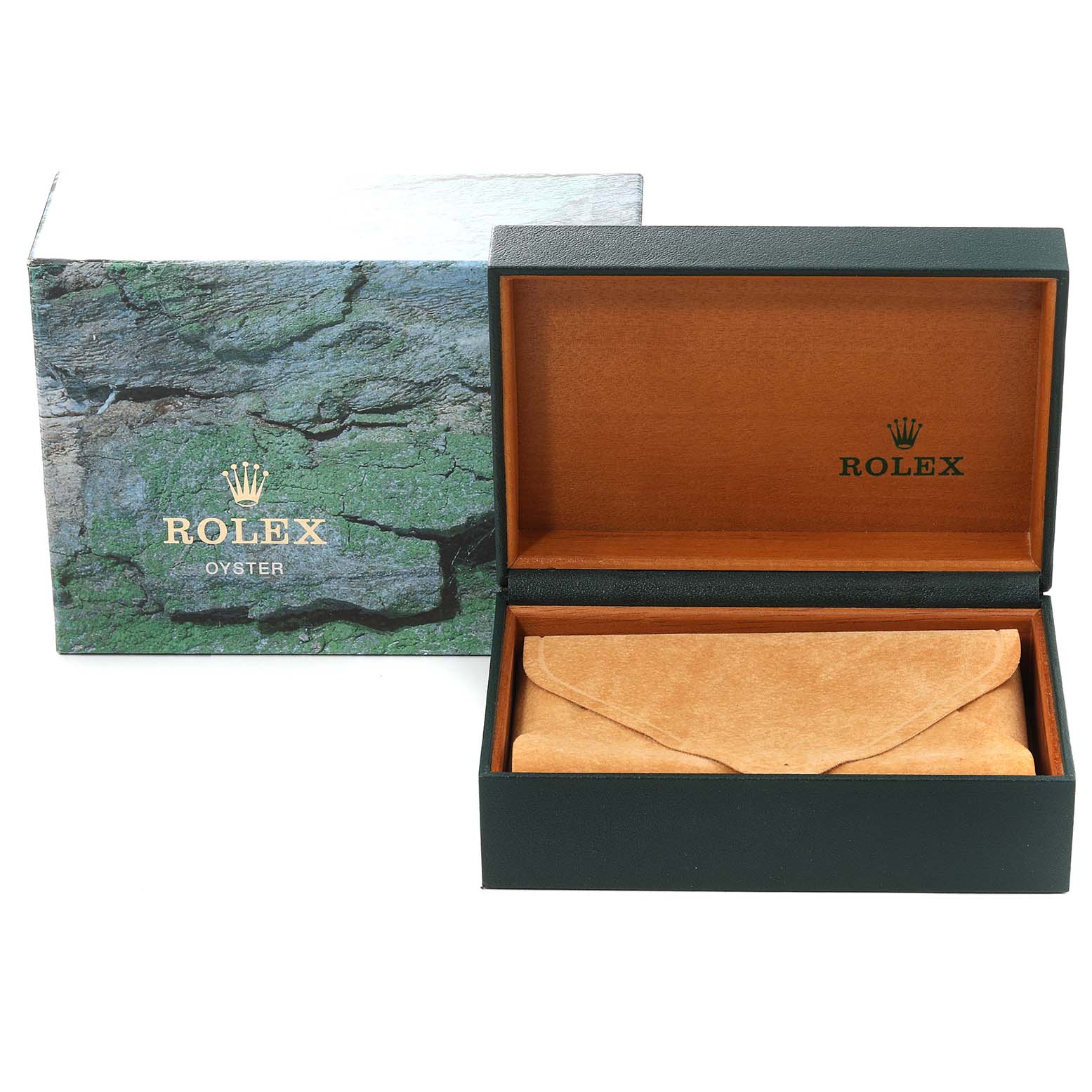 The image shows the packaging for a Rolex Datejust 16233 Men's Steel and Gold (two tone) Blue Dial 16233 Men's Steel and Gold (two tone) Blue Dial watch, including the outer box and inner case.