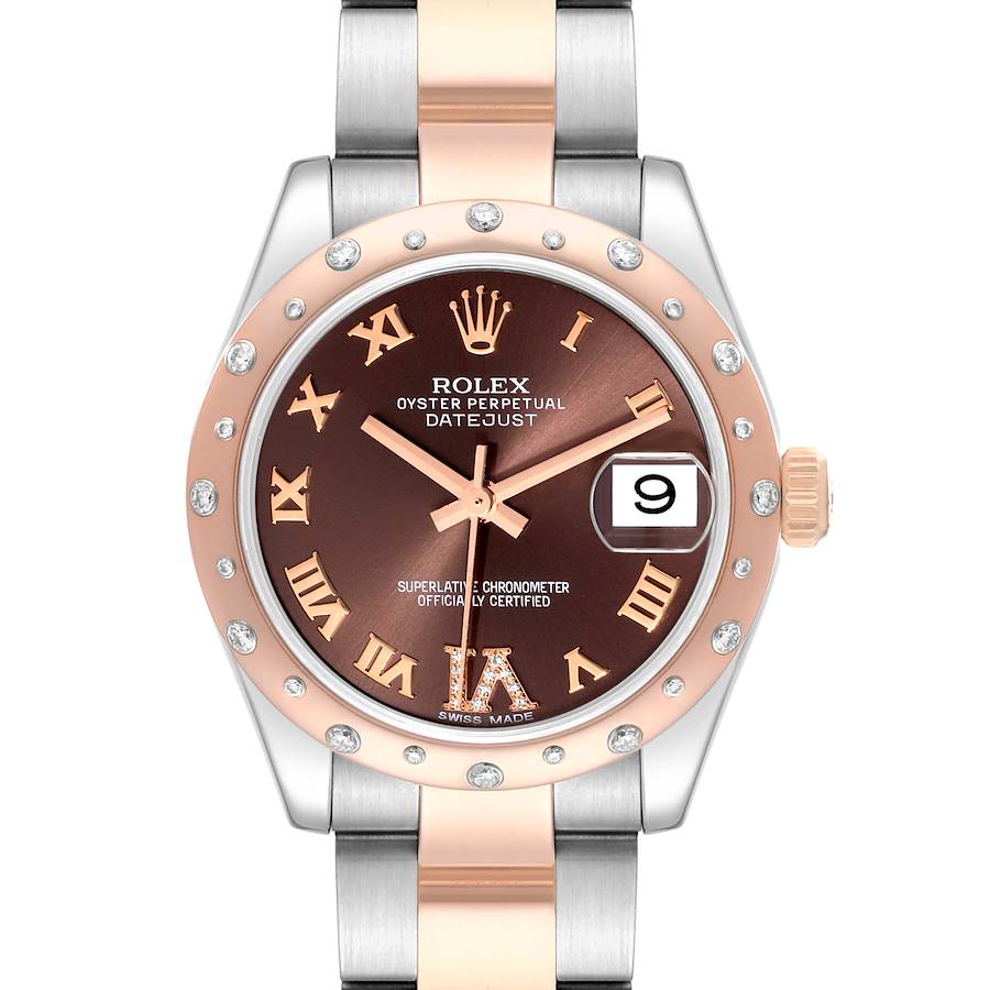 Rolex Datejust Midsize Steel Rose Gold Diamond Ladies Watch 178341 Box Card SwissWatchExpo